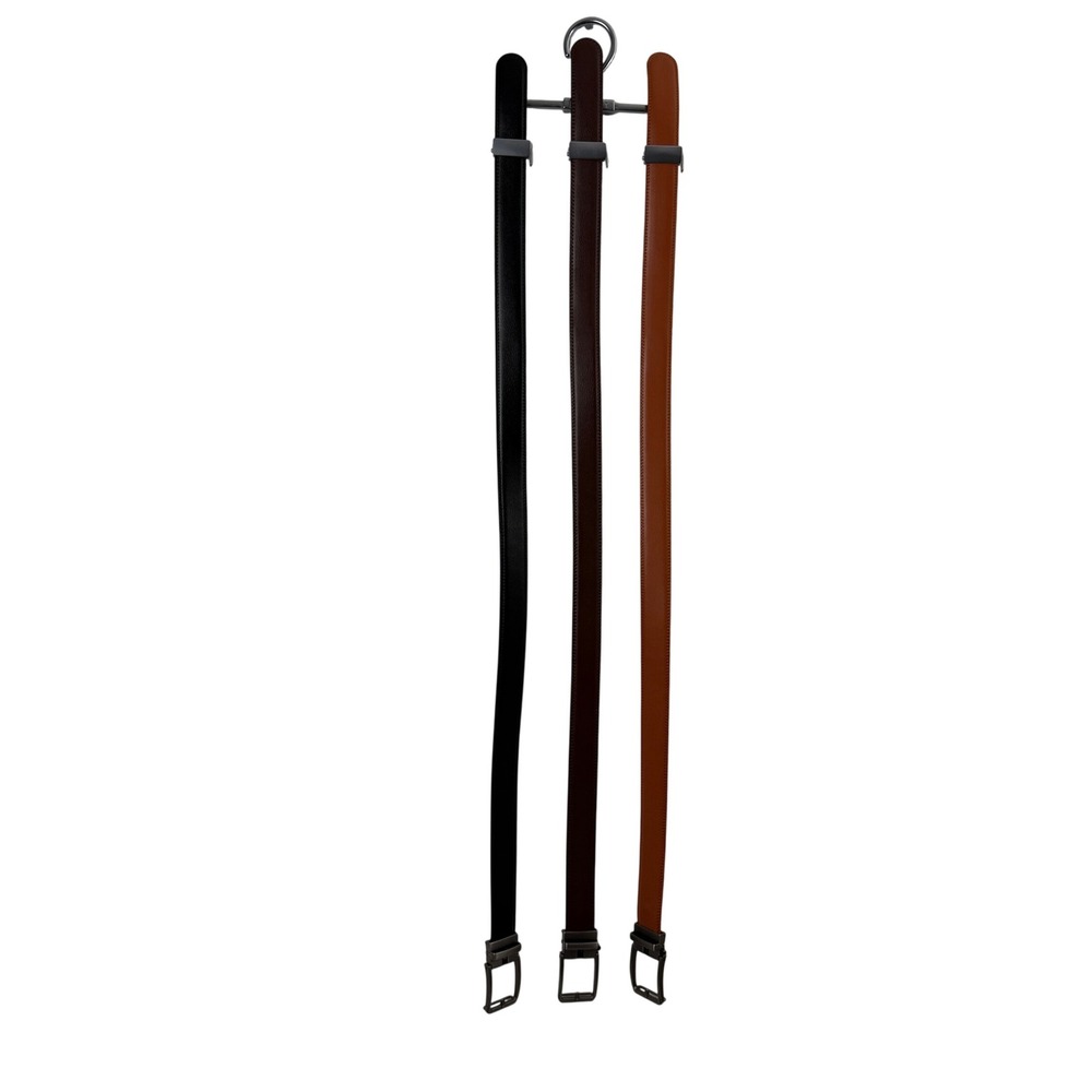 Buckley Belt Mens Black Brown Tan Ratchet Slide Adjustable 3 Pack Trio Hanger - Picture 2 of 9